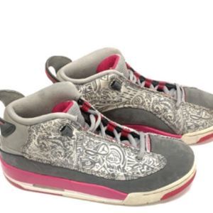 Nike Air Jordan Dub Zero Shoes Wolf Grey Pink White Youth Size 4.5y  725742-007